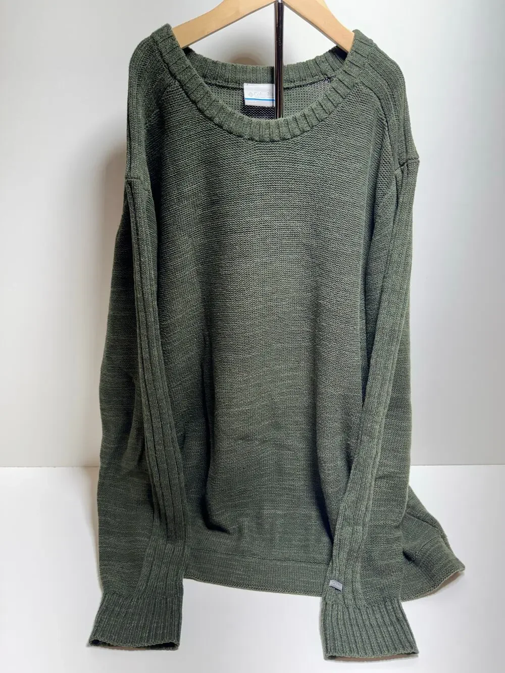 Columbia Fishermen Cable Knit Crewneck Sweater Men’s XL Green Outdoors